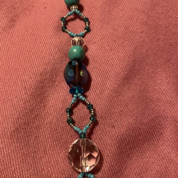 Original Handmade Blue Butterfly Prism Sun Catcher w New & Upcycled Beads - Picture 3 of 5